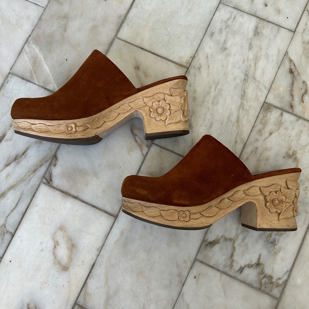 Rachel Comey Suede Bose Escape Clog - Hand Carved